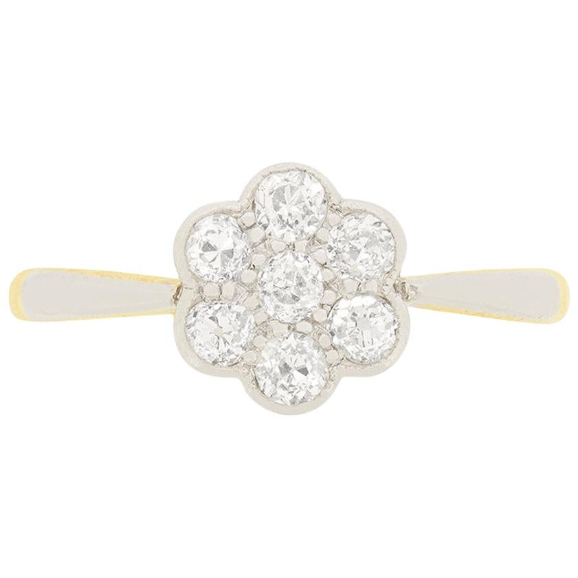 Gänseblümchen-Cluster-Ring mit 0,70 Karat Diamanten im viktorianischen Stil, um 1910 im Angebot