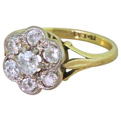 Edwardian 0.70 Carat Old Cut Diamond Cluster Ring