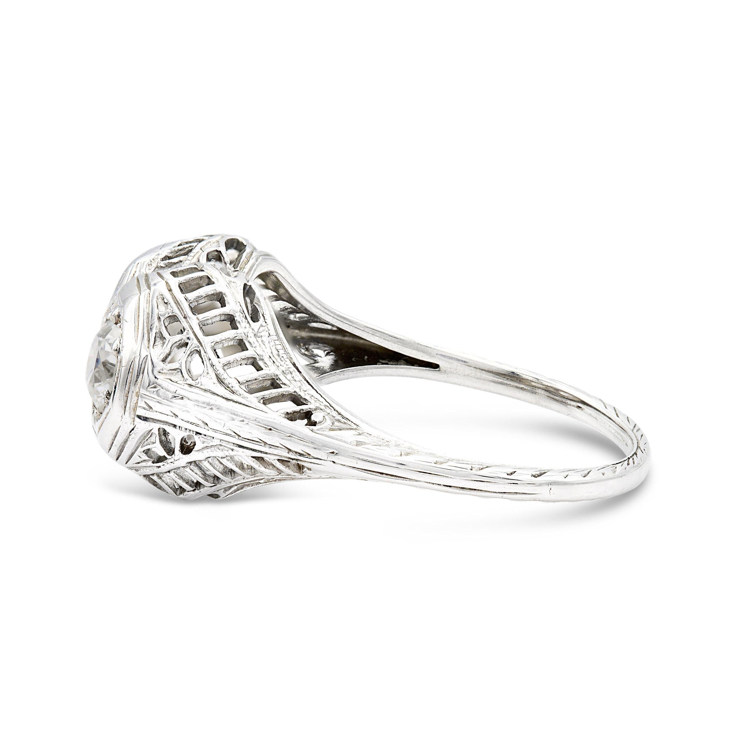 Edwardianisch 0,70 Karat. Diamant Toi et Moi Fassung Ring aus Platin (Alteuropäischer Schliff) im Angebot