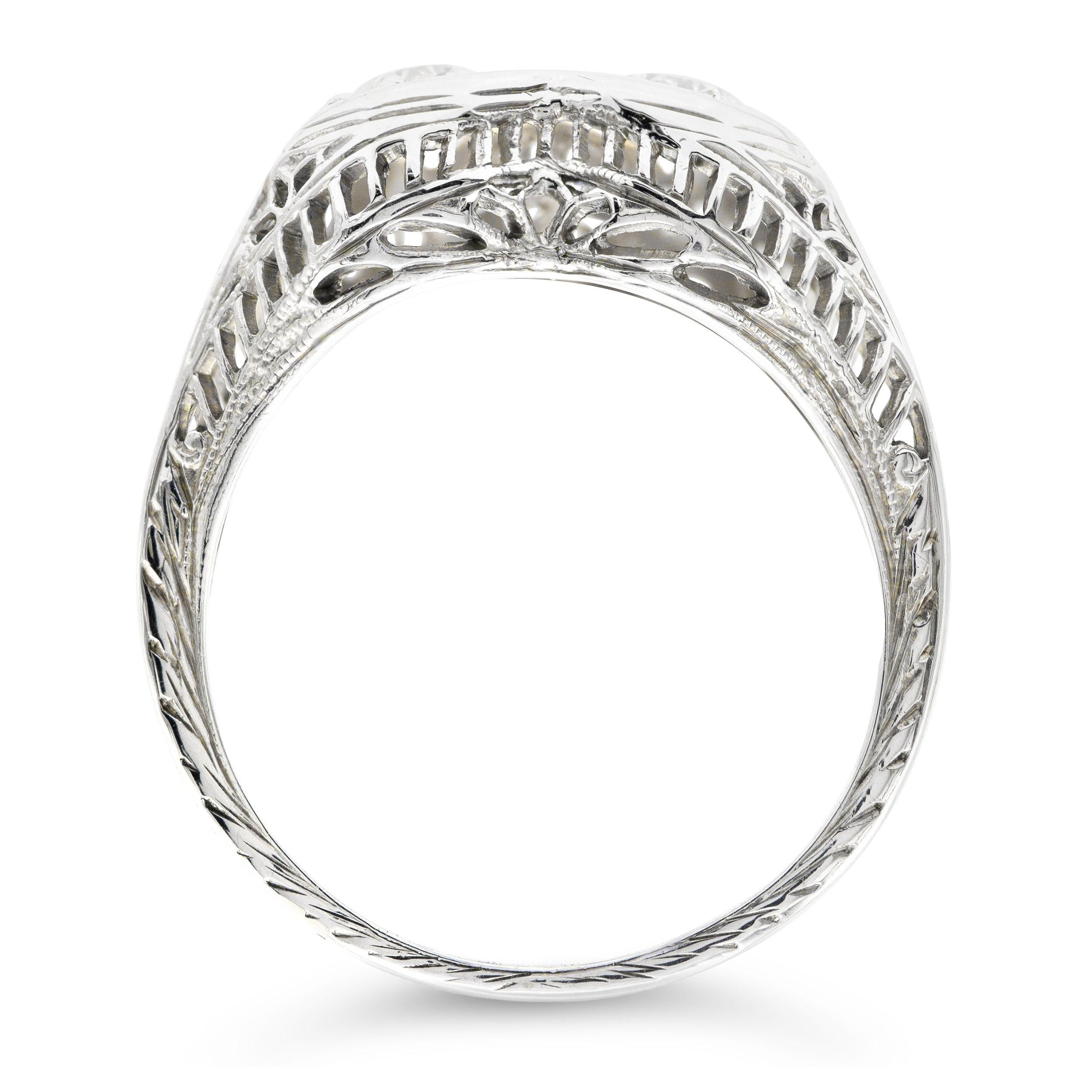 Edwardianisch 0,70 Karat. Diamant Toi et Moi Fassung Ring aus Platin im Zustand „Gut“ im Angebot in New York, NY