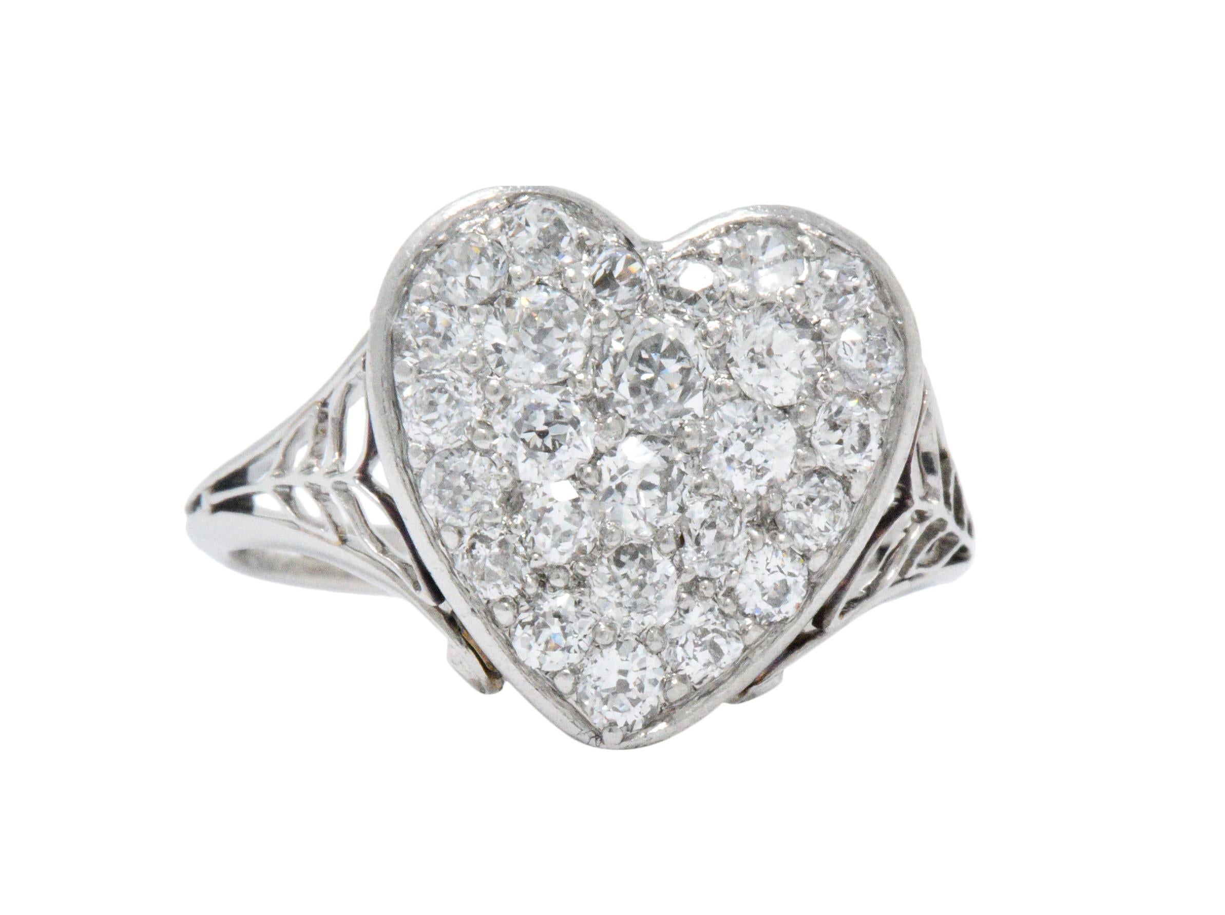 Old European Cut Edwardian 0.70 CTW Diamond 18K Gold & Platinum Heart Alternative Engagement Ring