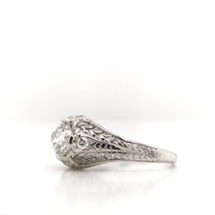 Edwardian 0.71 Carat Diamond and Platinum Solitaire Ring