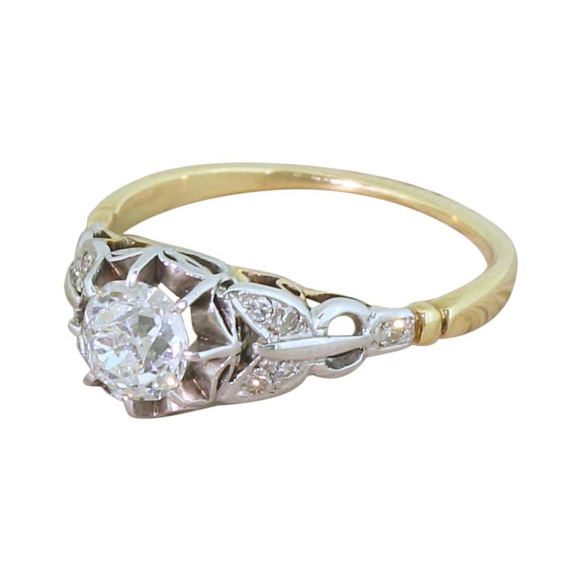 Edwardian 0.71 Carat Old Cut Diamond Engagement Ring, circa 1910 For Sale