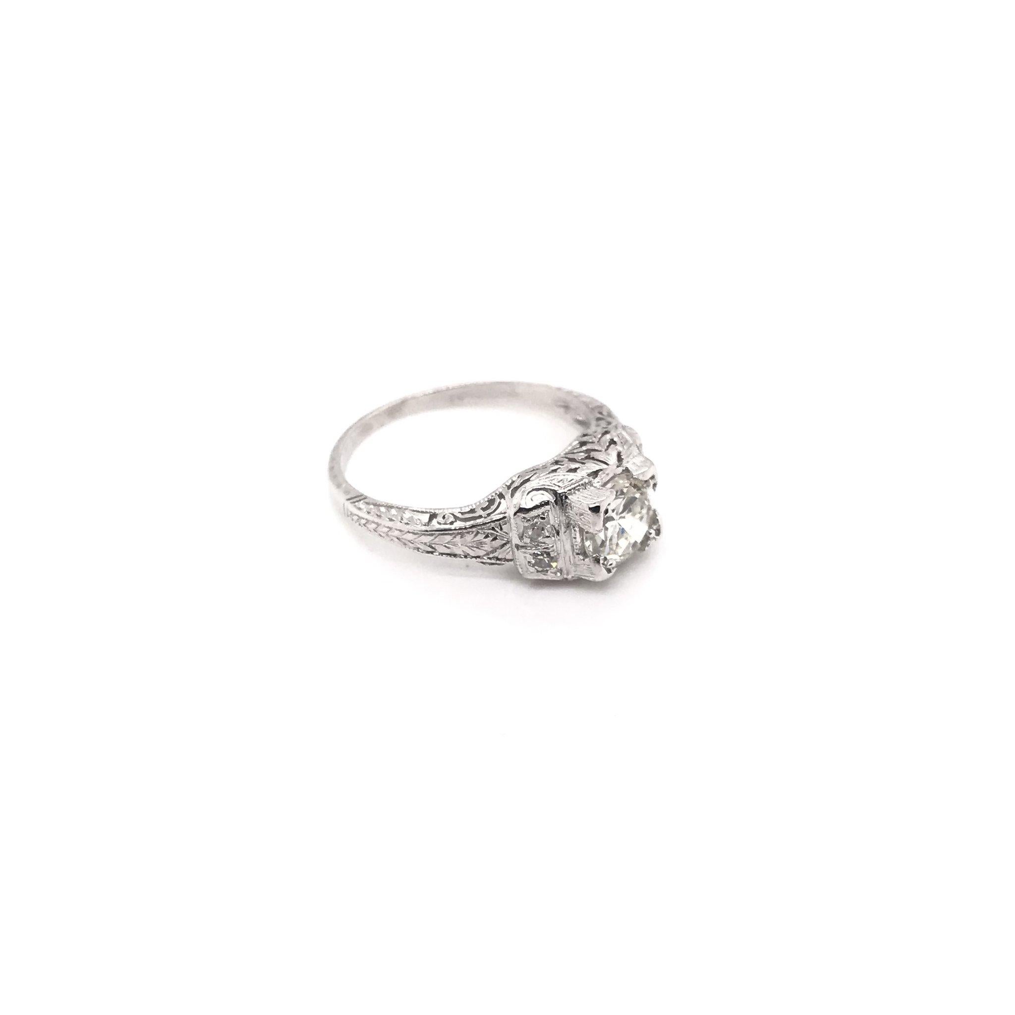 antique platinum filigree diamond ring
