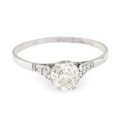 Anillo eduardiano solitario de diamantes en platino de 0,75 quilates