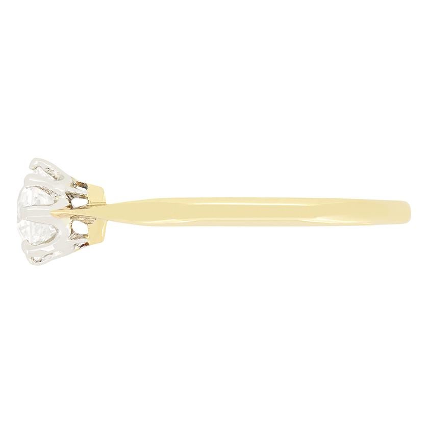 Old European Cut Edwardian 0.75ct Diamond Solitaire Ring, c.1910s For Sale