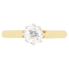 Bague solitaire édouardienne en diamant 0,75 carat, c.1910