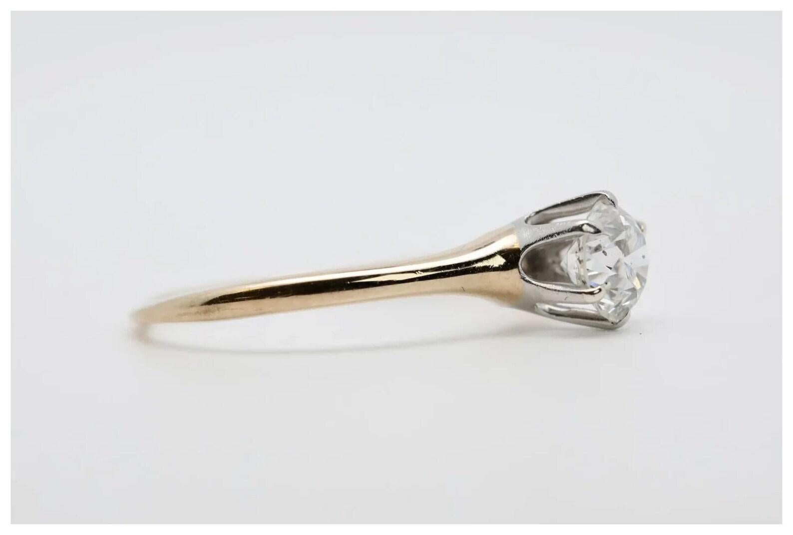 Edwardian 0.75ct Old European Cut Diamond Solitaire Engagement Ring In Good Condition For Sale In Boston, MA