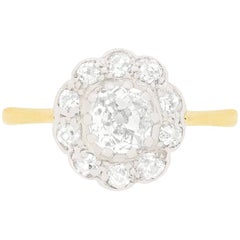 Edwardian 0.77 Carat Diamond Cluster Ring, circa 1910s Edwardian 0.77 Carat Diamond Cluster Ring, circa 1910s