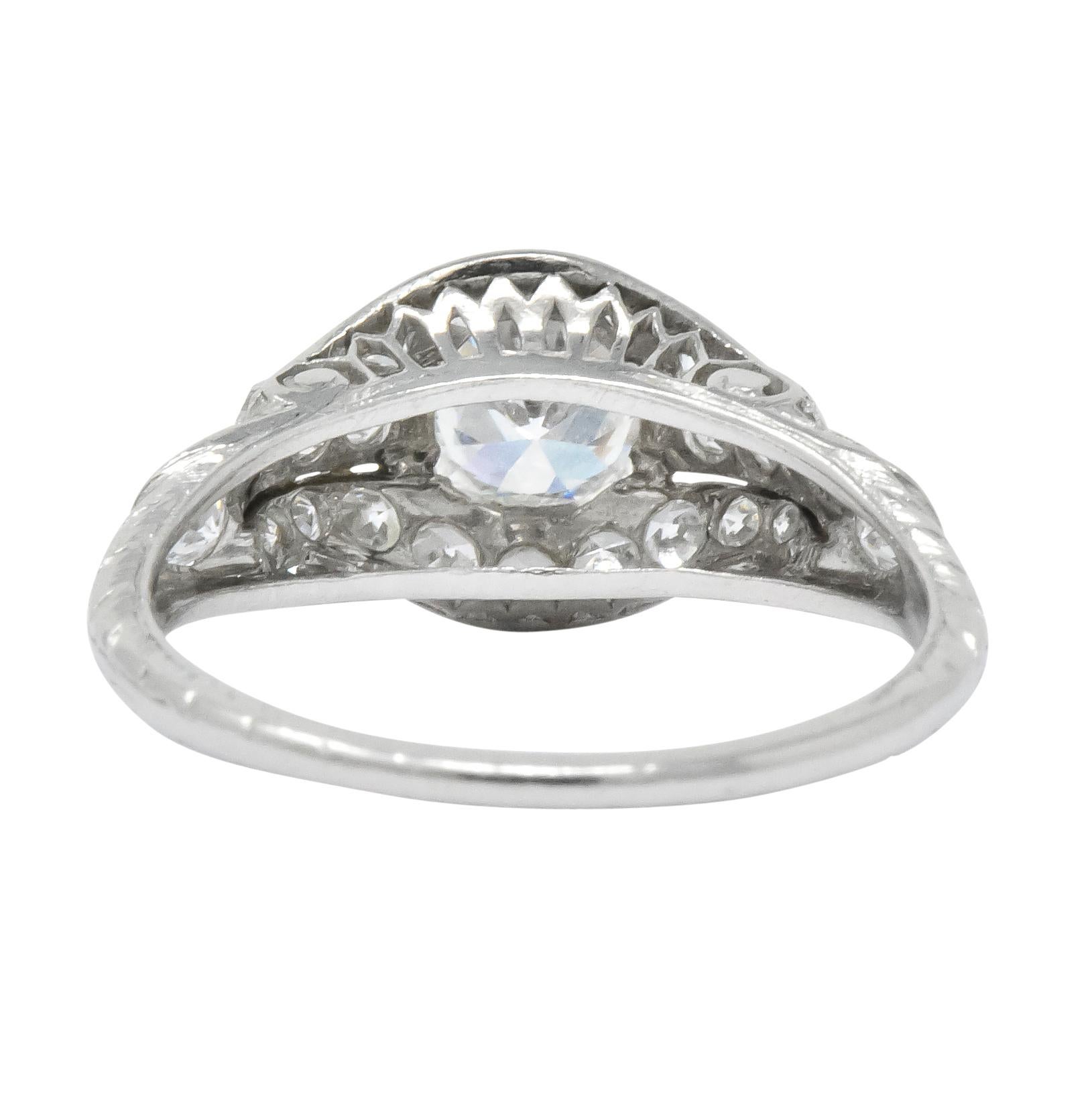 Old European Cut Edwardian 0.80 Carat Diamond Platinum Engagement Ring