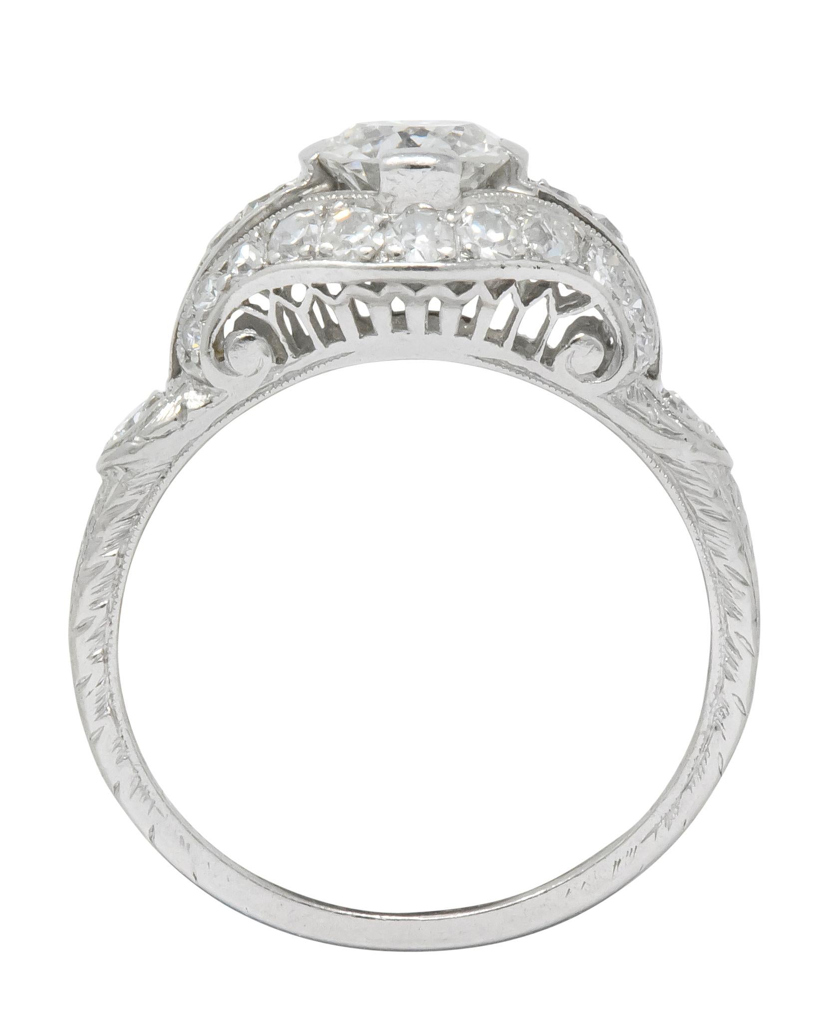 Edwardian 0.80 Carat Diamond Platinum Engagement Ring 1