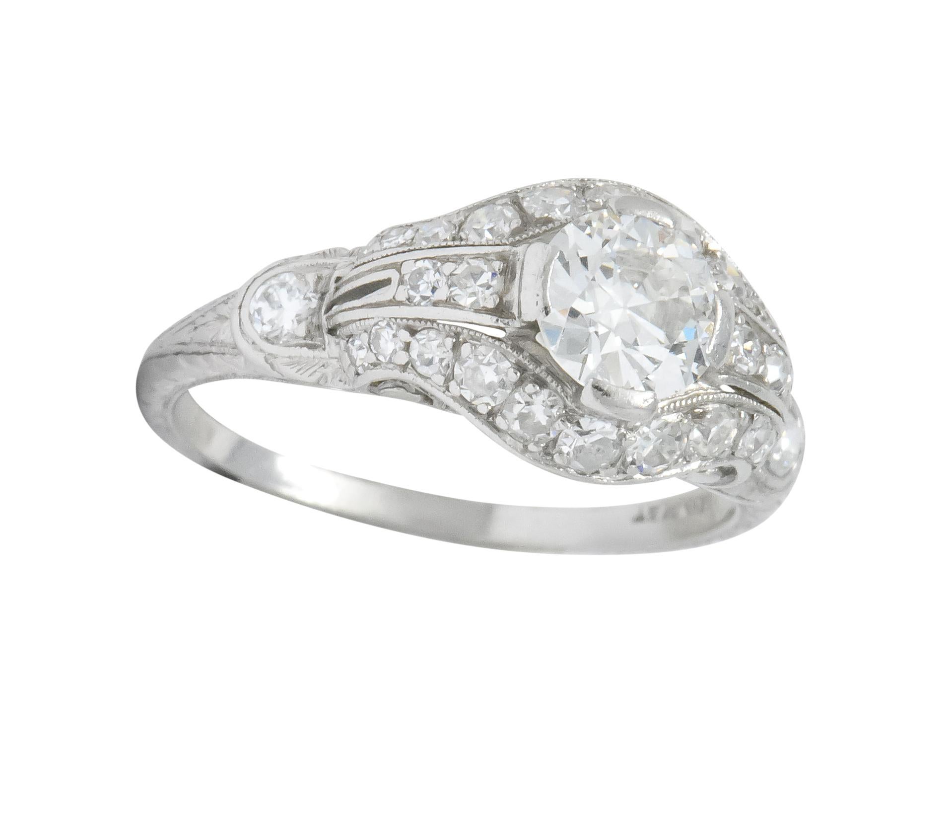 Edwardian 0.80 Carat Diamond Platinum Engagement Ring 2