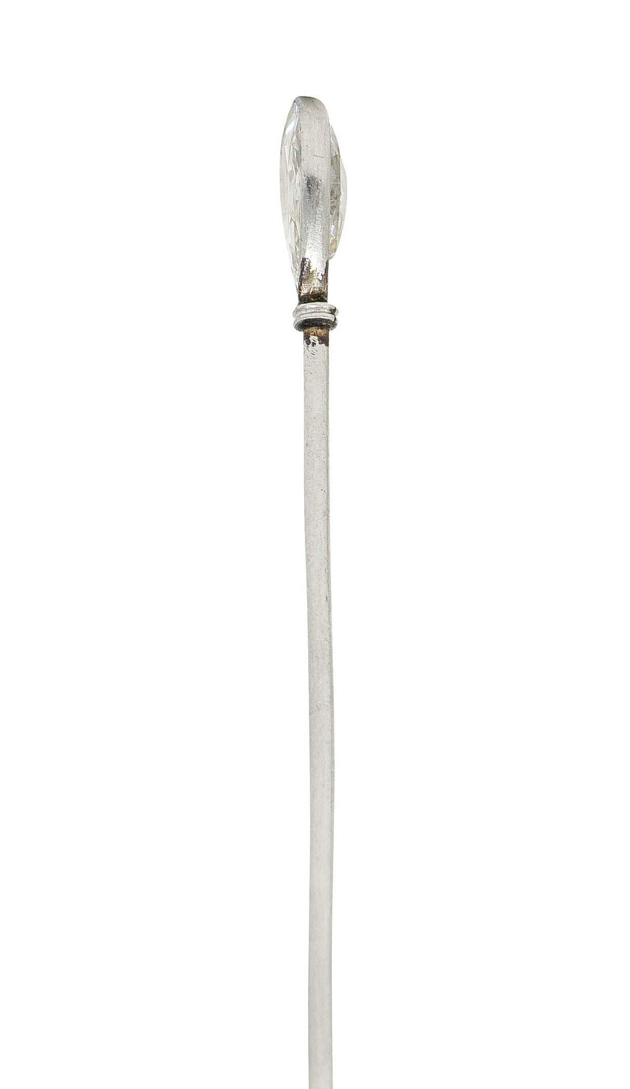 Edwardian 0.80 Carat Old Pear Cut Diamond Platinum Stickpin In Excellent Condition For Sale In Philadelphia, PA