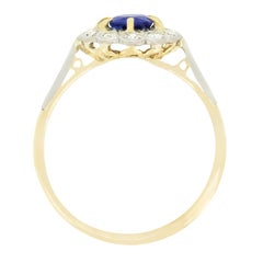 Edwardian 0.80ct Sapphire and Diamond Cluster Ring, c.1910s