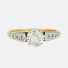 Anello di fidanzamento solitario con diamante da 0.85 carati in stile edoardiano