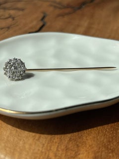 Edwardian 0.85 TCW Diamond Yellow Gold and Platinum Cluster Pin