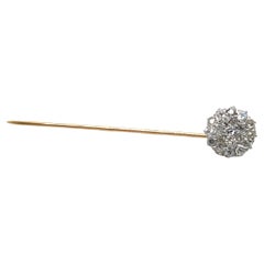 Cluster-Anstecknadel aus Gelbgold und Platin mit 0,85 TCW Diamanten im edwardianischen Stil