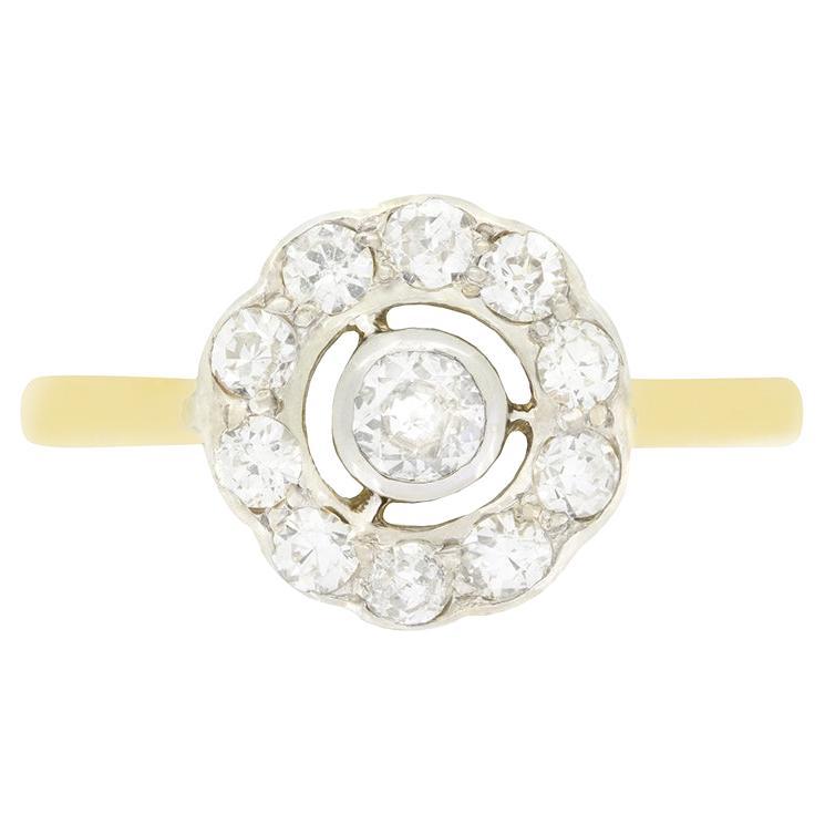 Edwardianischer 0,85ct Diamant-Cluster-Ring, um 1910 im Angebot