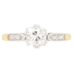 Edwardian 0.85ct Diamond Solitaire Ring, c.1910s