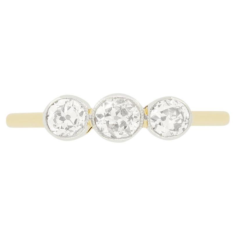 Edwardian 0.85ct Diamond Trilogy Ring, c.1910s For Sale