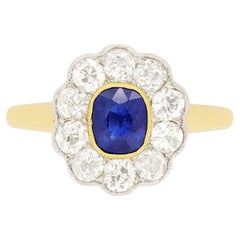 Edwardian 0.90ct Sapphire and Diamond Cluster Ring, c.1910s