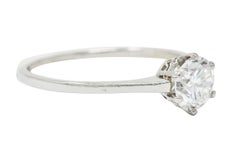 Edwardian 0.93 Carat Diamond Platinum Solitaire Engagement Ring GIA