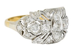 Edwardian 0.95 Carat Diamond 14 Karat Two-Tone Gold Dinner Band Ring