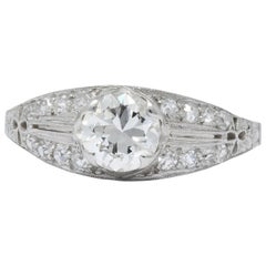 Edwardian 0.95 Carat Diamond Platinum Engagement Ring Edwardian 0.95 Carat Diamond Platinum Engagement Ring
