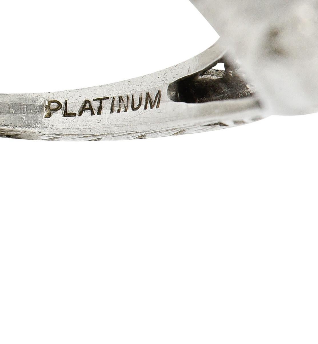 Women's or Men's Edwardian 0.95 Carat Diamond Platinum Laurel Foliate Engagement Ring