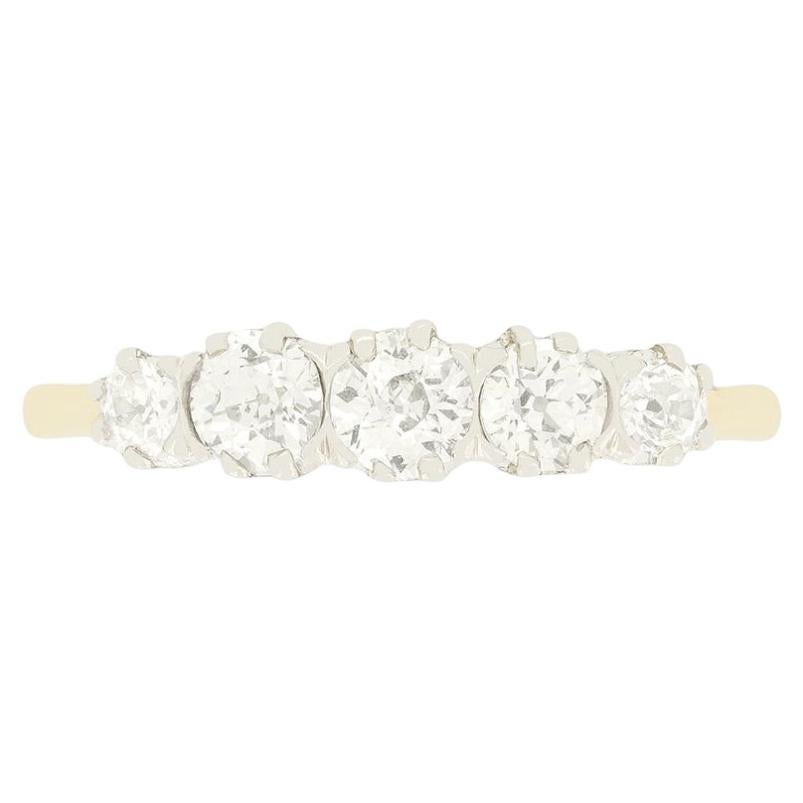 Edwardian 0.95ct Diamond Five Stone, c.1910s
