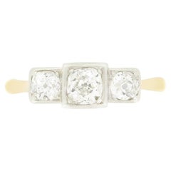 Edwardian 0.95ct Diamond Three Stone Ring, c.1910s