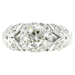 Antique Edwardian 0.96 Ct. Wreath Motif Diamond Engagement Ring M SI1 in Platinum