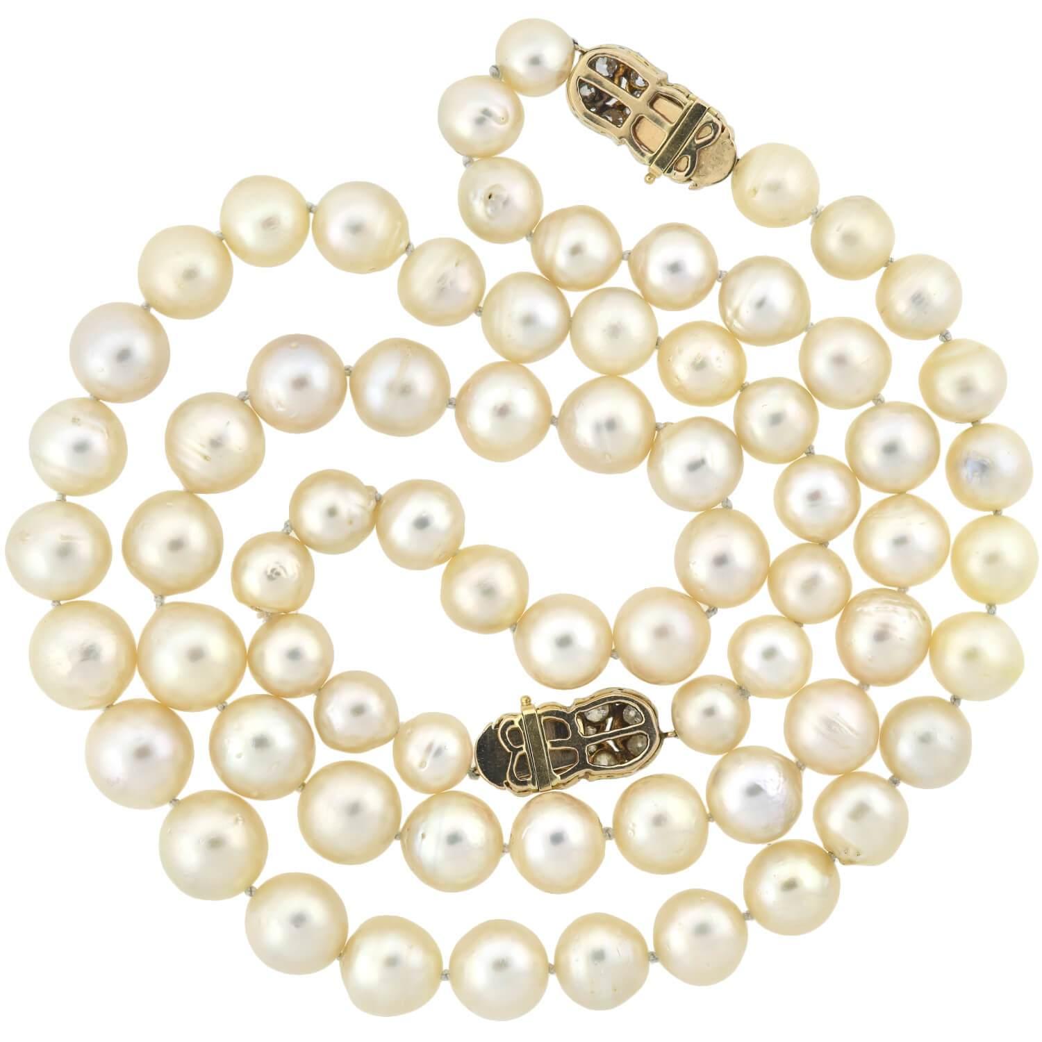 Women's Edwardian South Sea Pearl Convertible Necklace with Diamond Clasps