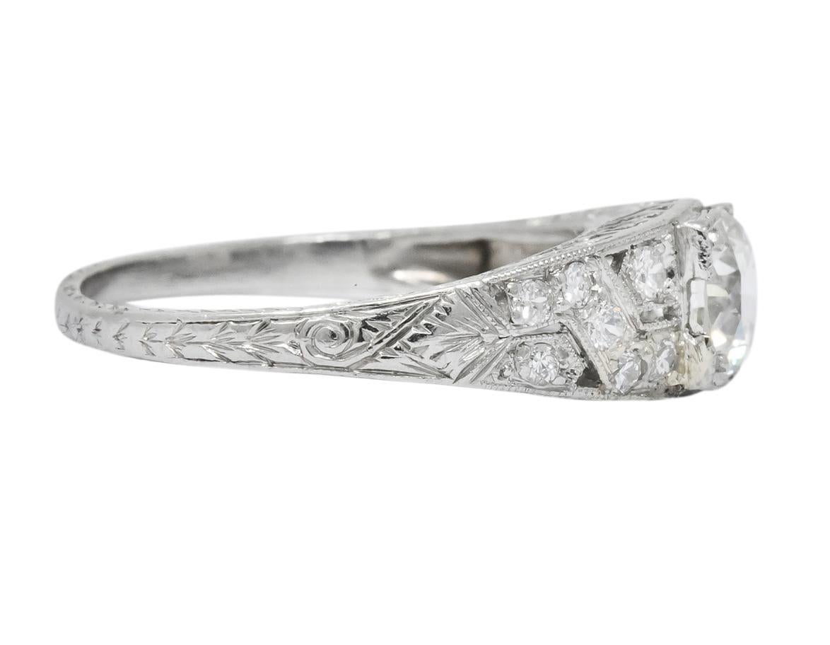 Round Cut Edwardian 1.00 Carat Diamond Platinum Engagement Ring GIA