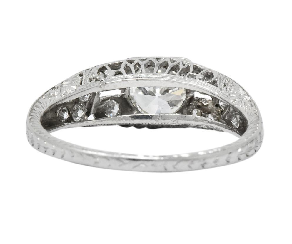 Edwardian 1.00 Carat Diamond Platinum Engagement Ring GIA In Excellent Condition In Philadelphia, PA