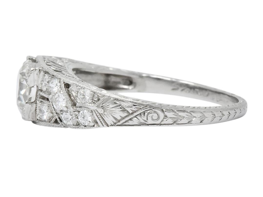 Women's or Men's Edwardian 1.00 Carat Diamond Platinum Engagement Ring GIA