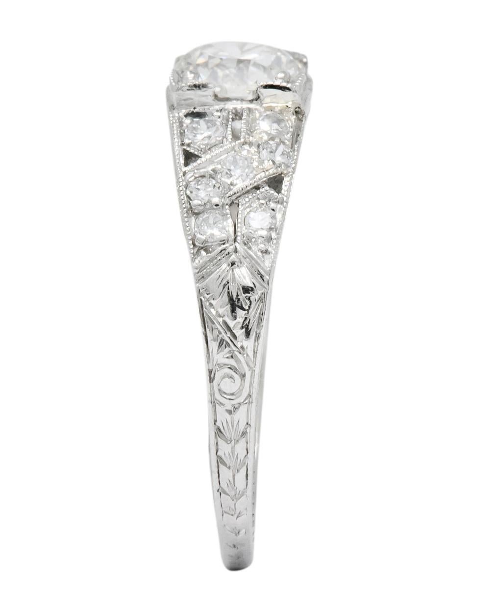 Edwardian 1.00 Carat Diamond Platinum Engagement Ring GIA 2