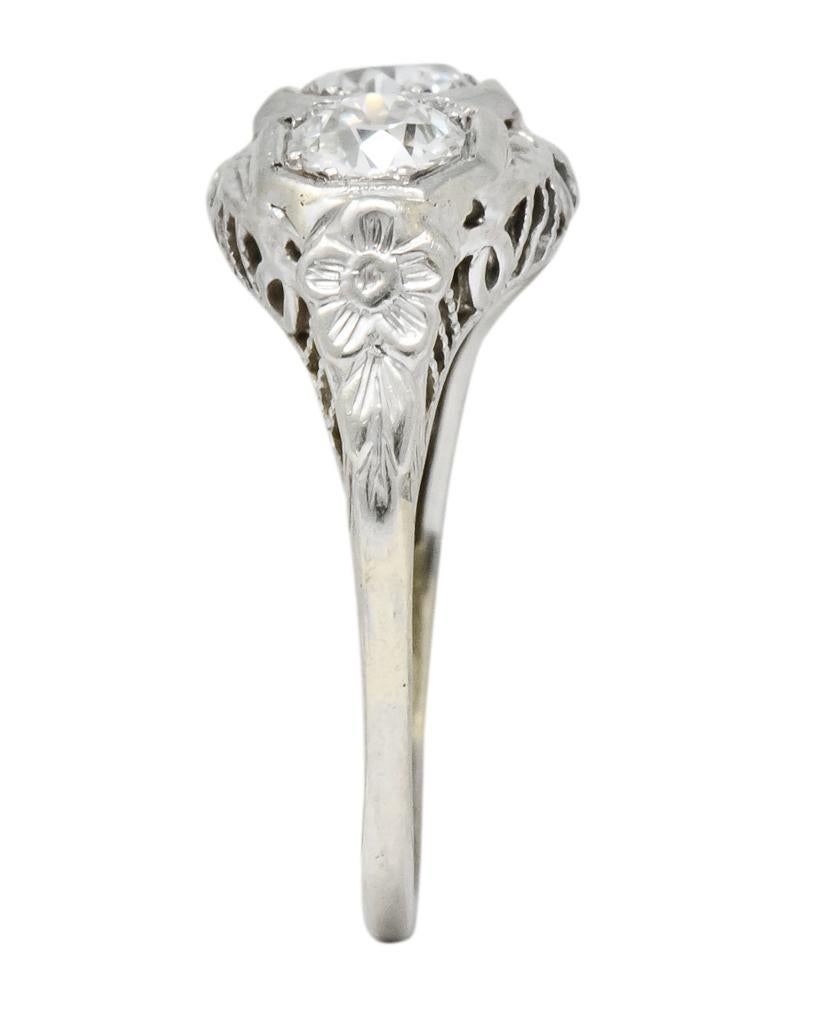 Edwardian 1.00 Carat Diamond Platinum-Topped 14 Karat White Gold Ring 2