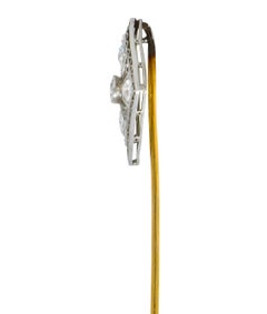 Edwardian 1.00 Carat Old European Cut Diamond Platinum Cross Stickpin