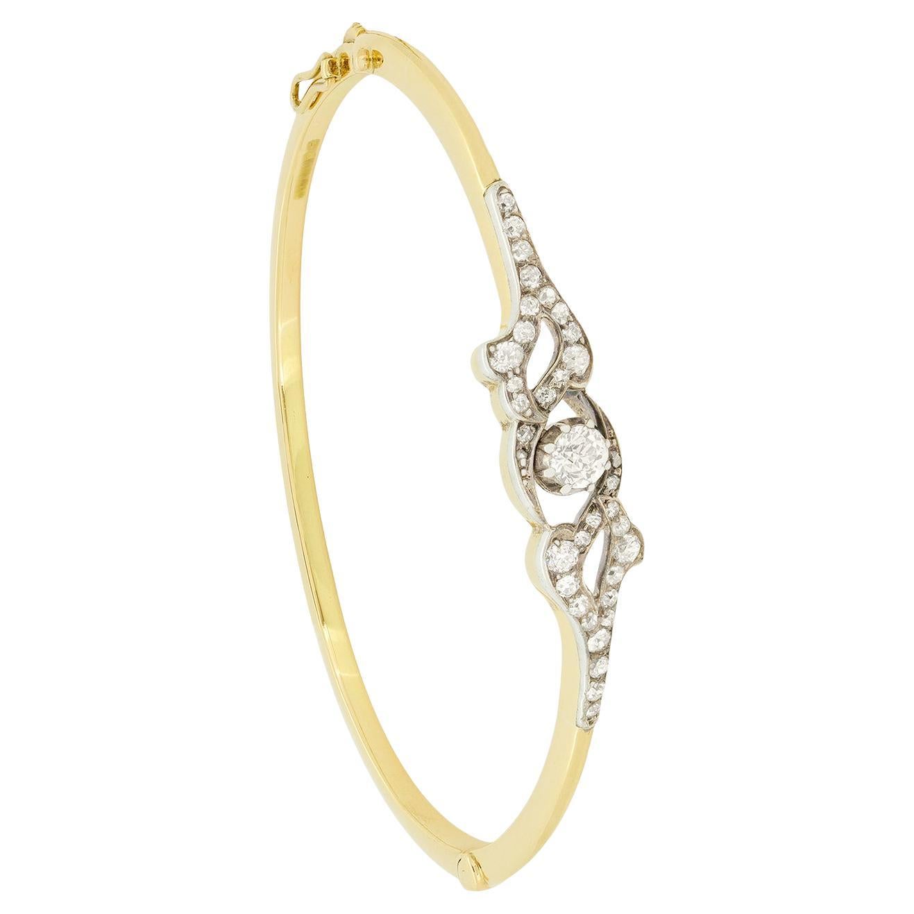 Brazalete eduardiano de diamantes de 1,00 ct, c.1910