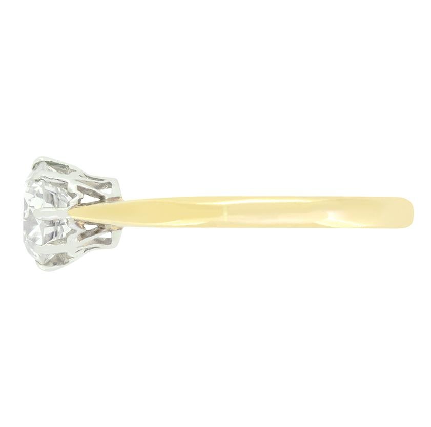 Old European Cut Edwardian 1.00ct Diamond Solitaire Ring, c.1910s For Sale