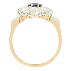 Edwardian 1.00ct Sapphire and Diamond Cluster Ring, c.1910s