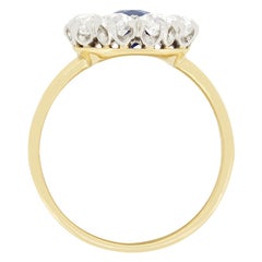 Edwardian 1.00ct Sapphire and Diamond Cluster Ring, c.1910s