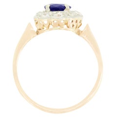 Edwardian 1.00ct Sapphire and Diamond Cluster Ring, c.1910s