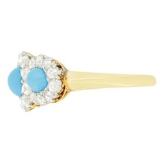 Edwardian 1.00ct Turquoise and Diamond Cluster Ring, c.1910s