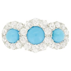 Edwardianischer 1,00ct Türkis und Diamant Cluster Ring, um 1910