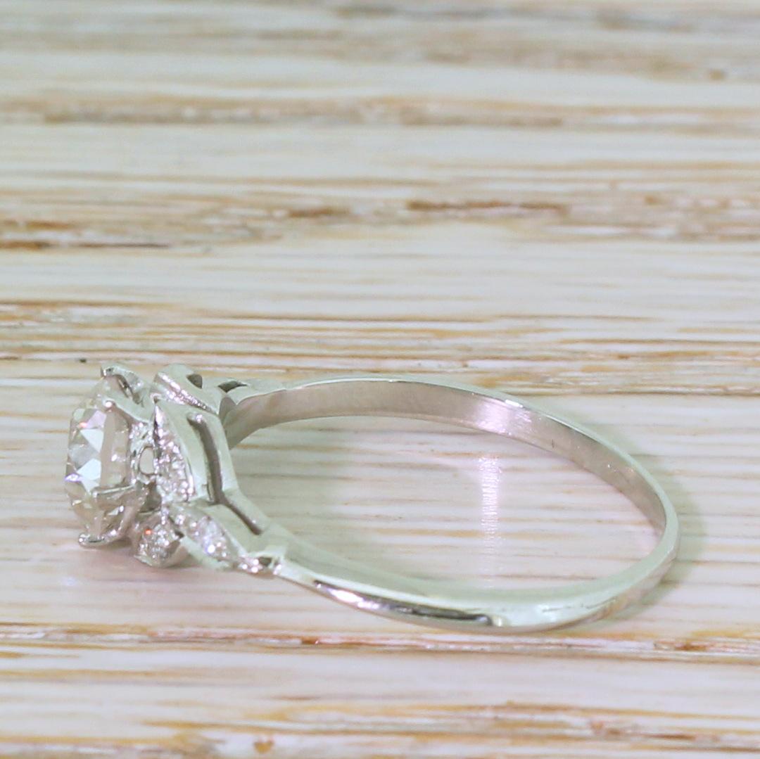Old Mine Cut Edwardian 1.01 Carat Old Cut Diamond Platinum Engagement Ring
