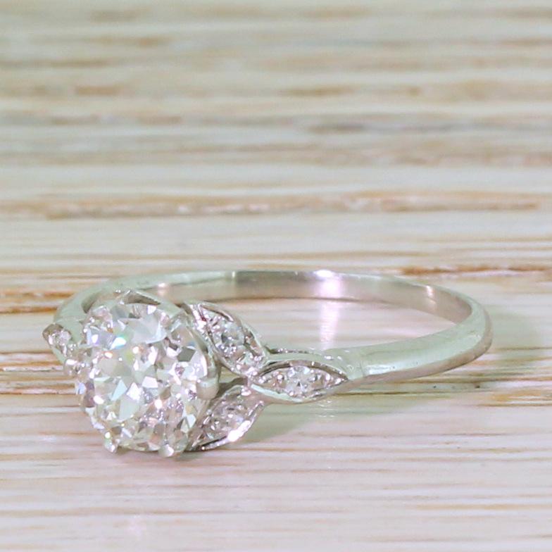 Edwardian 1.01 Carat Old Cut Diamond Platinum Engagement Ring 2
