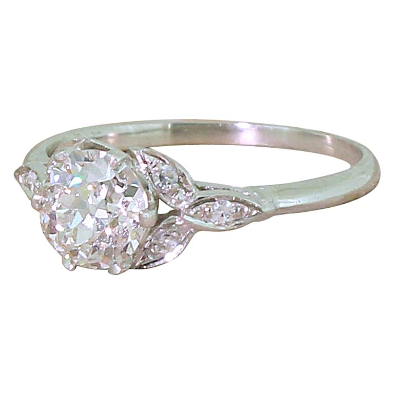 Edwardian 1.01 Carat Old Cut Diamond Platinum Engagement Ring