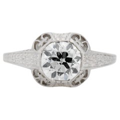 Edwardian 1.01 carat Old European Cut Diamond Platinum Antique Engagement Ring